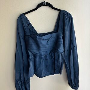 Abercrombie & Fitch Navy Blouse with Square Neckline